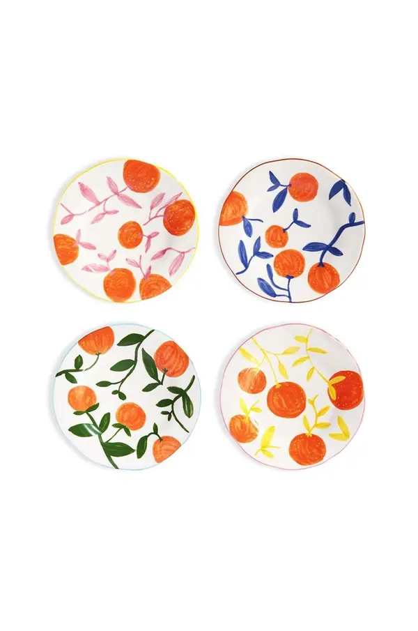 &k amsterdam Komplet desertnih krožnikov &k amsterdam Orange Twig 22 cm 4-pack