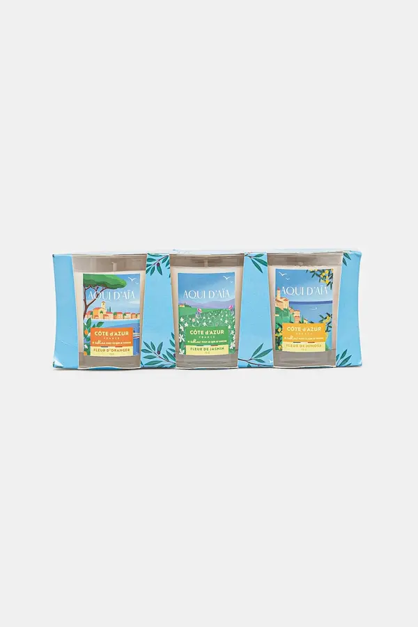 Aqui d'Aia Komplet dišečih sveč Aqui d'Aia Candles x Côte 3 x 75 g 3-pack