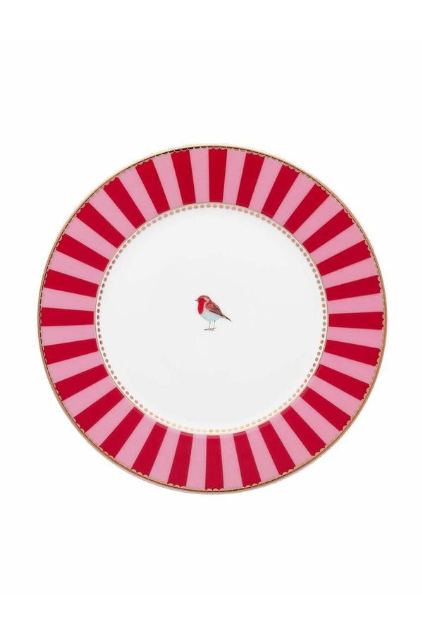 Pip Studio Komplet krožnikov Pip Studio Love Birds Stripes Red 6-pack