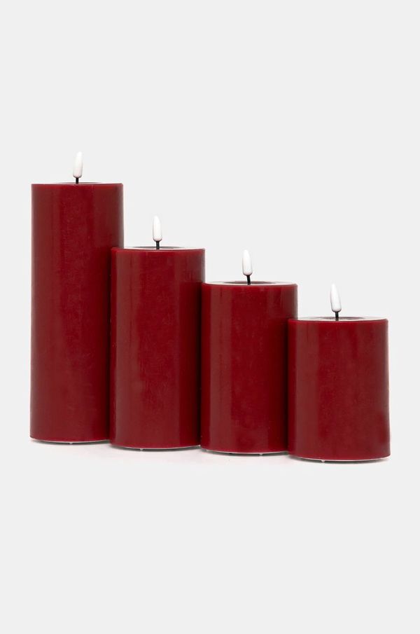 Deluxe Homeart Komplet led sveč Deluxe Homeart Giftbox LED Candle 4-pack bordo barva