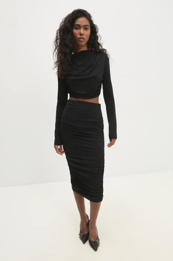 Answear Lab Komplet - majica in krilo Answear Lab črna barva