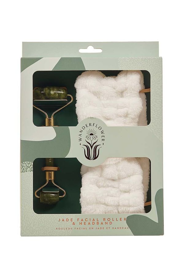 Wanderflower Komplet masažnega valja za obraz in naglavnega traku Wanderflower Jade