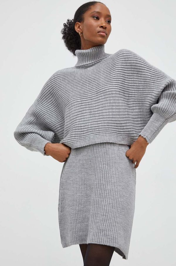 Answear Lab Komplet - pulover in krilo Answear Lab siva barva