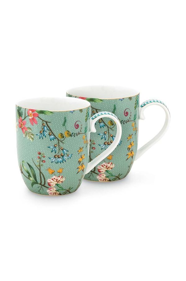 Pip Studio Komplet skodelic Pip Studio Jolie Flowers 2-pack moški, zelena barva