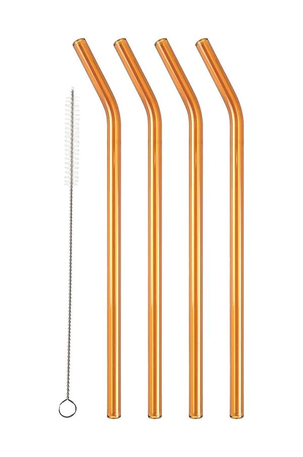 Lyngby Komplet steklenih slamic s čopičem za čiščenje Lyngby Glas 4-pack