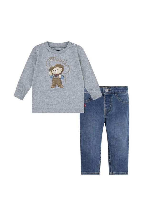 Levi's Komplet za dojenčka Levi's COWBOY TEE & CARPENTER SET siva barva, 6EL424