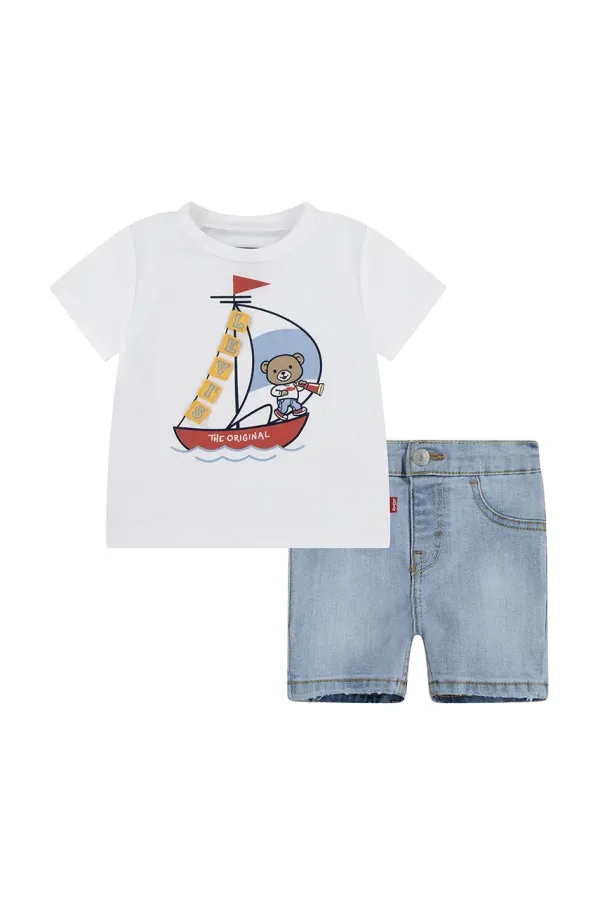 Levi's Komplet za dojenčka Levi's LEVI 3D SAILING DENIM SET bela barva, 6EM326