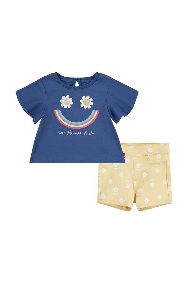 Levi's Komplet za dojenčka Levi's LVG SMILEY FLOUNCE TEE & SHORT rumena barva