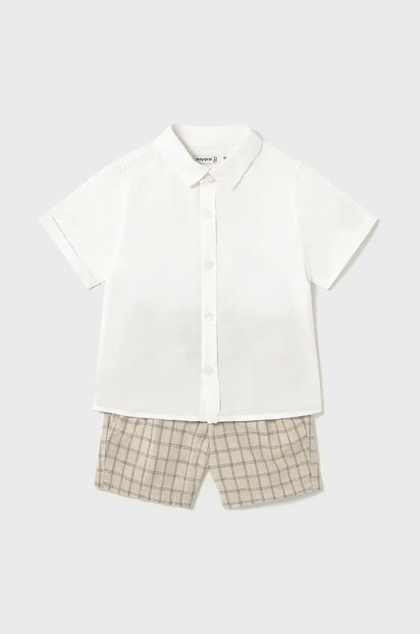 Mayoral Komplet za dojenčka z mešanico lanu Mayoral bela barva, 1251