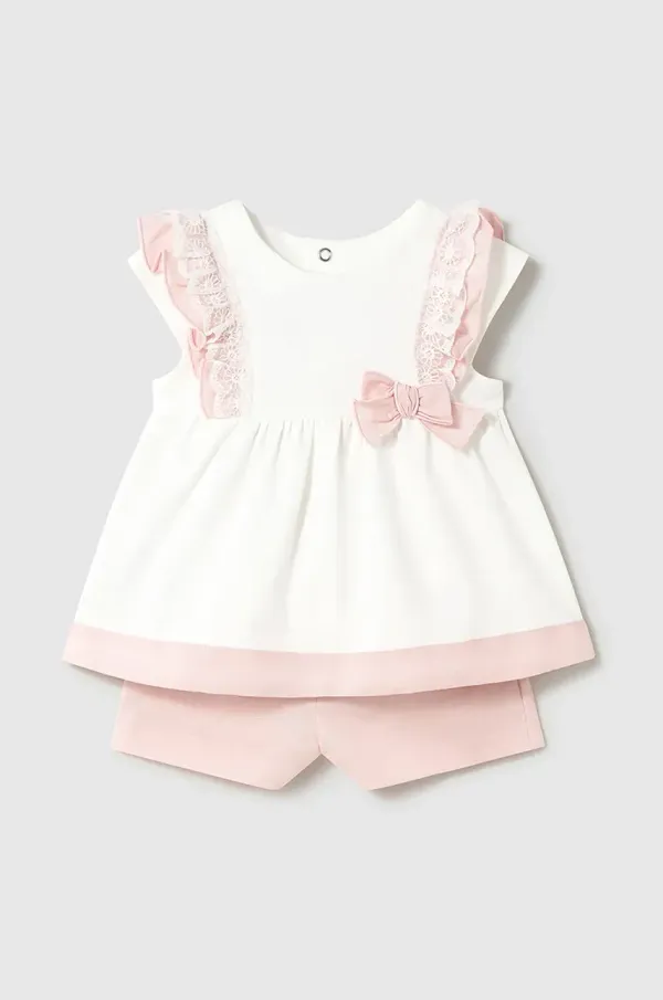 Mayoral Komplet za dojenčka z mešanico lanu Mayoral roza barva, 1236