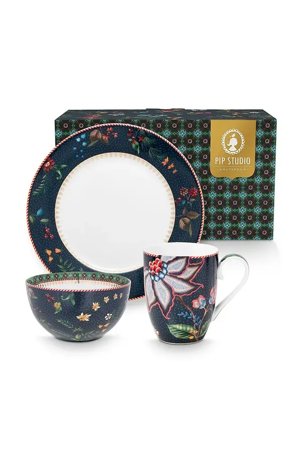 Pip Studio Komplet za zajtrk Pip Studio Berry Blues O22 cm / 250 ml 3-pack