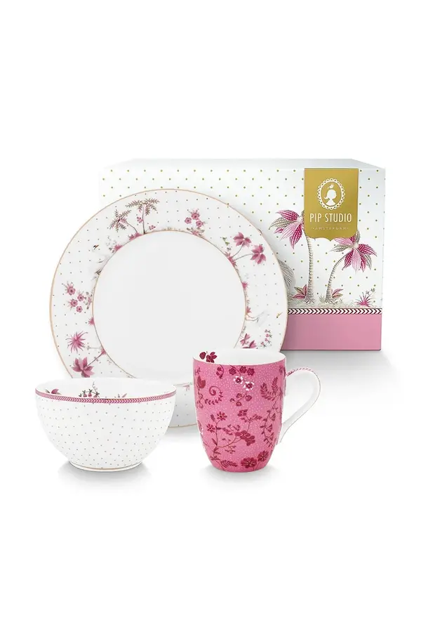 Pip Studio Komplet za zajtrk Pip Studio Jolie Pink 350 ml/O21/O15 cm 3-pack