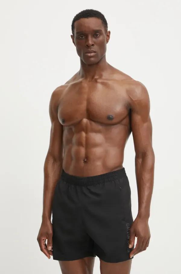 Calvin Klein Kopalne kratke hlače Calvin Klein črna barva, KM0KM01096