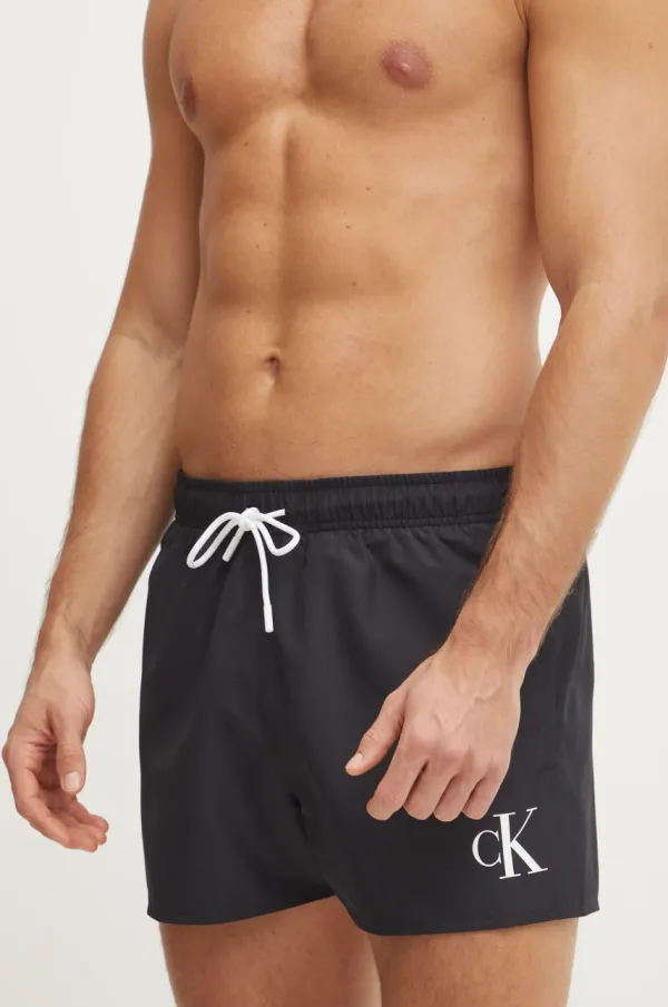 Calvin Klein Kopalne kratke hlače Calvin Klein črna barva, KM0KM01099
