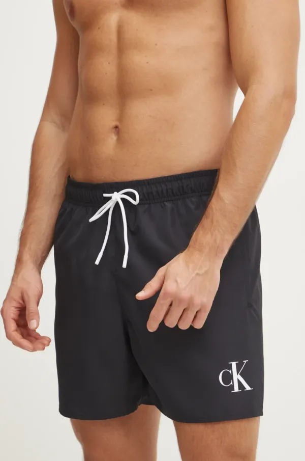 Calvin Klein Kopalne kratke hlače Calvin Klein črna barva, KM0KM01101