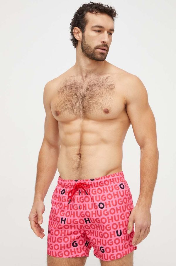 Hugo Kopalne kratke hlače HUGO roza barva