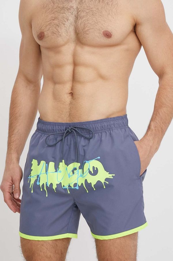 Hugo Kopalne kratke hlače HUGO siva barva