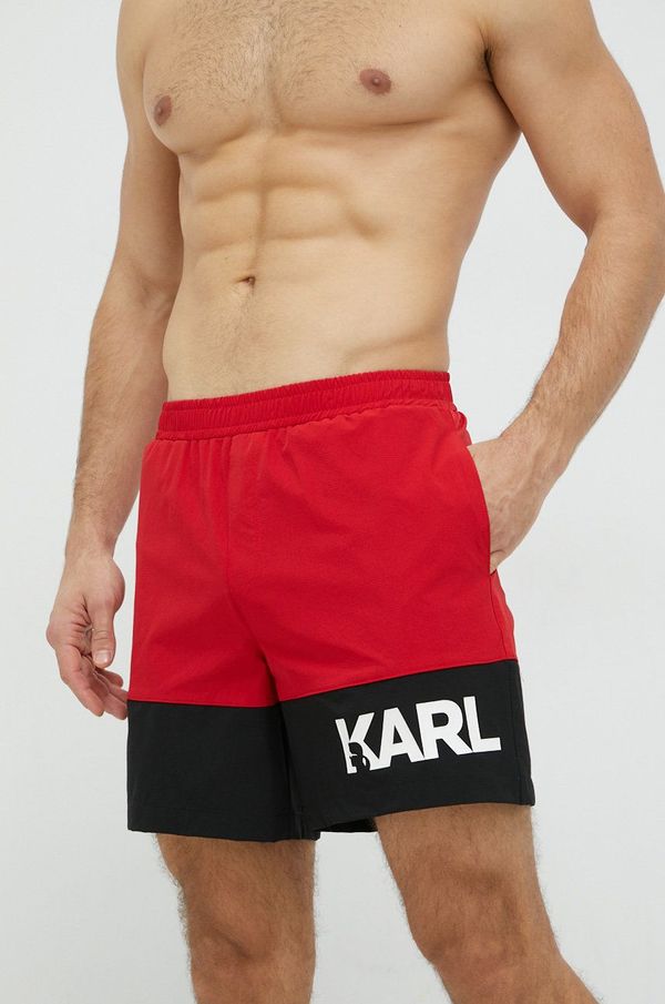 Karl Lagerfeld Kopalne kratke hlače Karl Lagerfeld rdeča barva