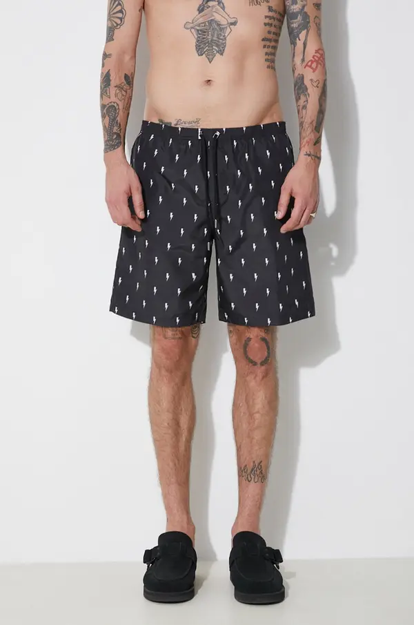 Neil Barrett Kopalne kratke hlače Neil Barrett All-Over Micro Bolts Swim Long Shorts