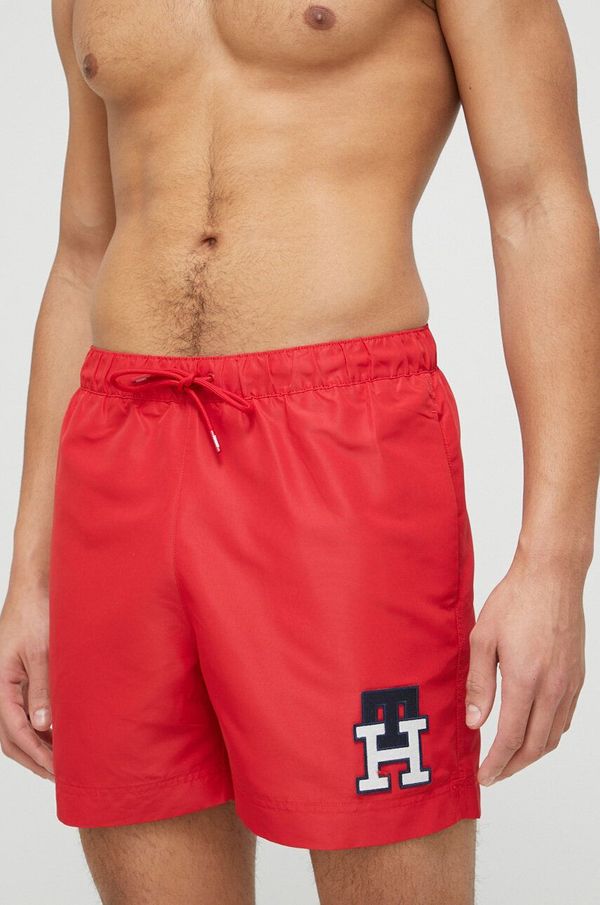 Tommy Hilfiger Kopalne kratke hlače Tommy Hilfiger rdeča barva