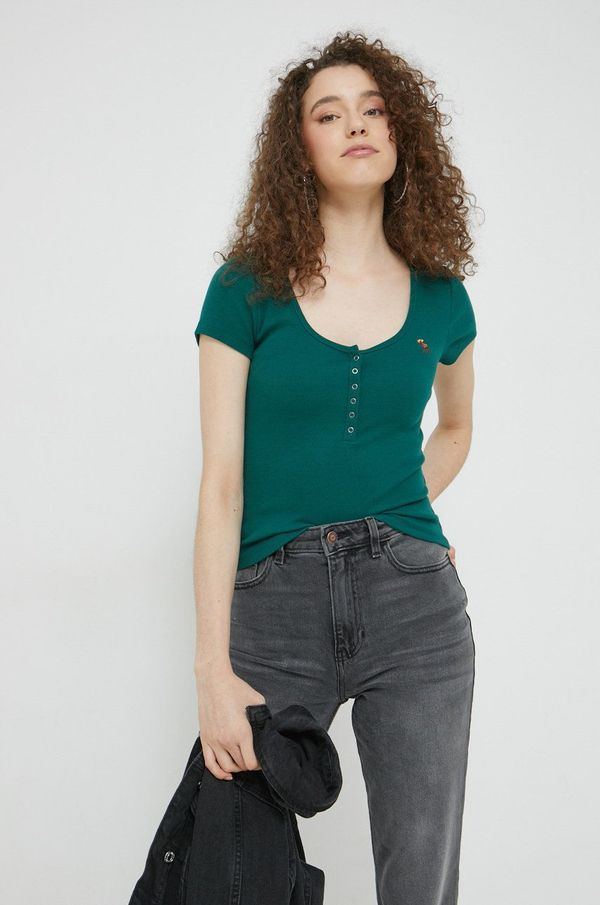 Abercrombie & Fitch Kratka majica Abercrombie & Fitch ženska, zelena barva