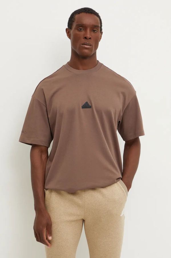 adidas Kratka majica adidas City Escape moška, rjava barva, JE3954