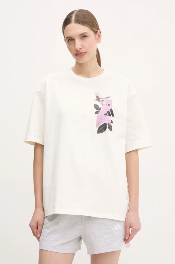 adidas Kratka majica adidas LENS PKT ženska, bež barva, JN6574