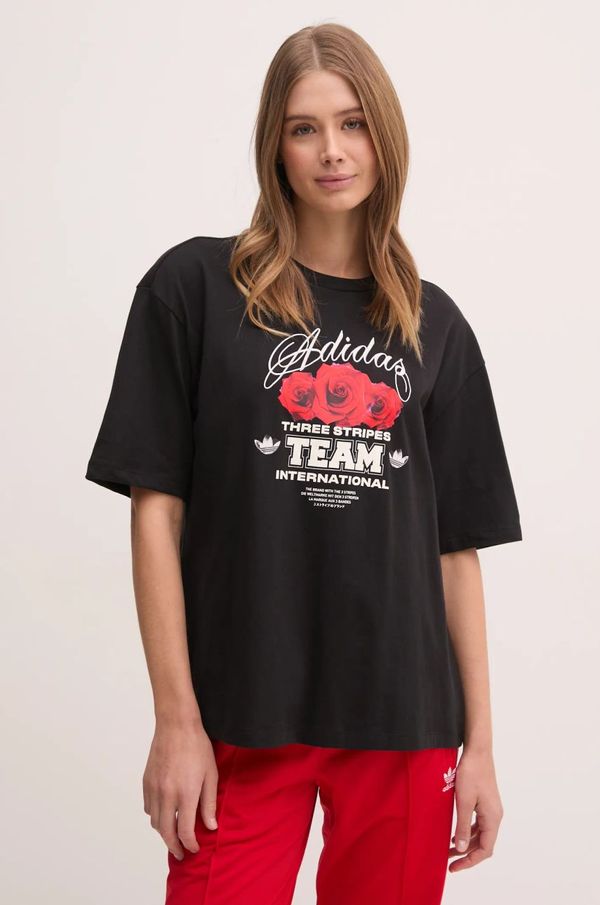 adidas Originals Kratka majica adidas Originals FLOWER TEE ženska, črna barva, JN6689