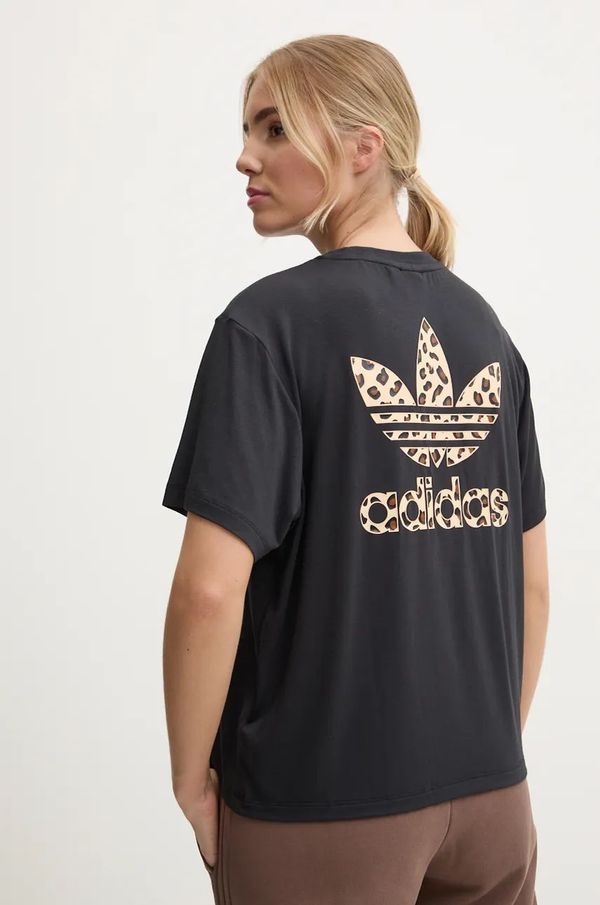 adidas Originals Kratka majica adidas Originals Trefoil Tee Leopard ženska, črna barva, IW8475