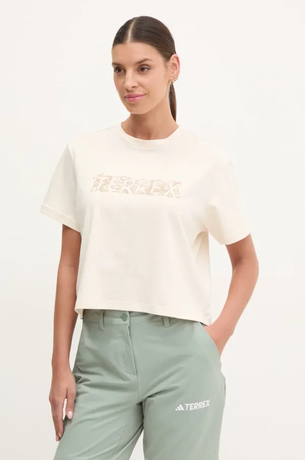 adidas TERREX Kratka majica adidas TERREX Wild ženska, bež barva, JI9155