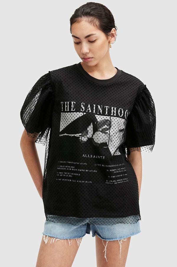 AllSaints Kratka majica AllSaints ROSEKIS TOMMI TEE ženska, črna barva, W019JA