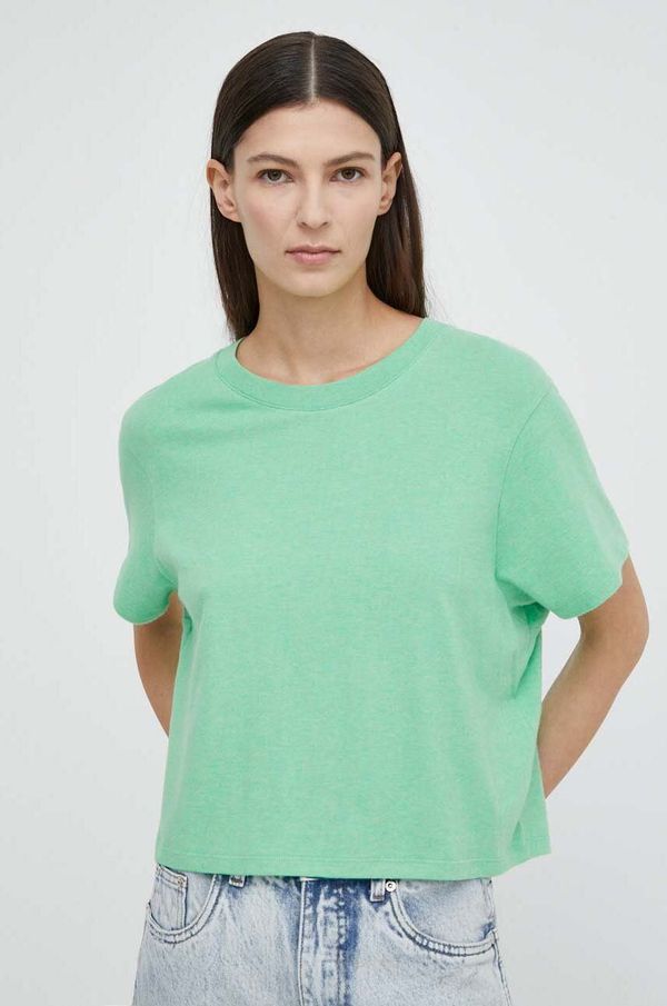 American Vintage Kratka majica American Vintage T-SHIRT MC COL ROND US ženska, zelena barva, YPA02GE24