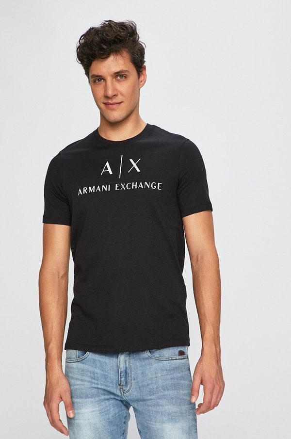 Armani Exchange Kratka majica Armani Exchange moški, črna barva