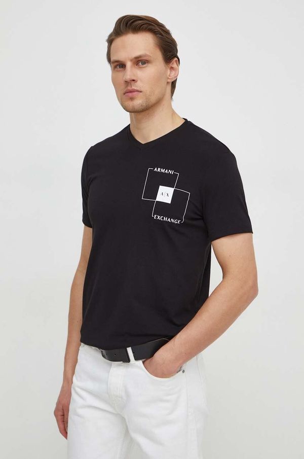 Armani Exchange Kratka majica Armani Exchange moški, črna barva