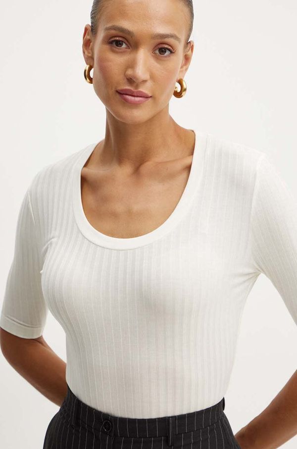 BOSS Kratka majica BOSS ženska, bež barva, 50518508