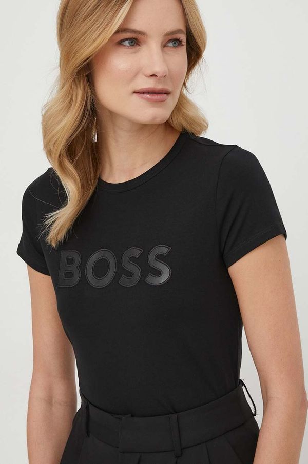 Boss Kratka majica BOSS ženski, črna barva