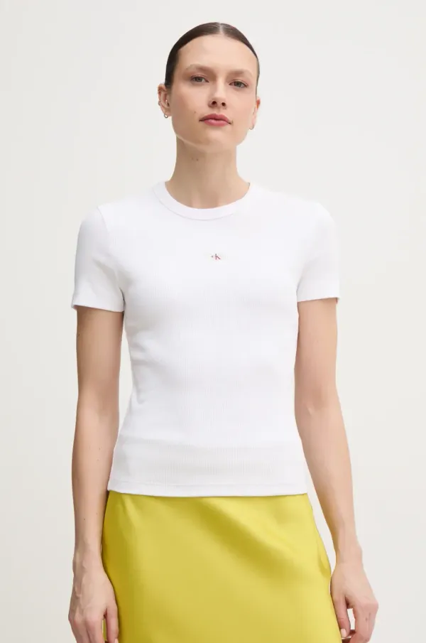 Calvin Klein Jeans Kratka majica Calvin Klein Jeans ženska, bela barva, J20J225245