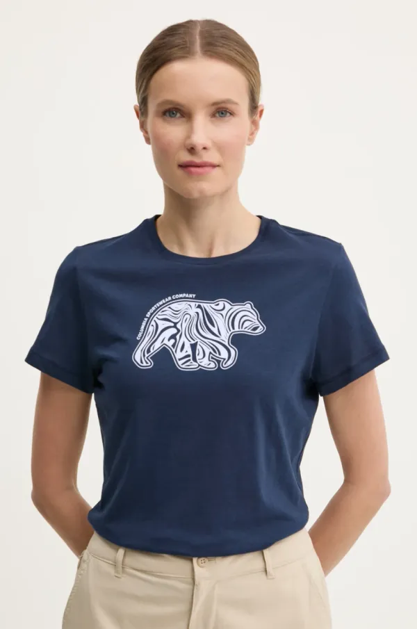 Columbia Kratka majica Columbia Ruby Springs ženska, mornarsko modra barva, 2120061