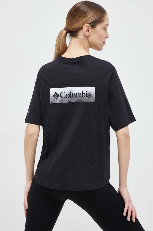 Columbia Kratka majica Columbia ženski, črna barva