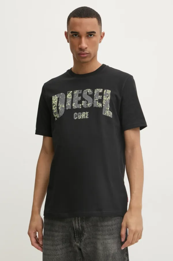 Diesel Kratka majica Diesel T-ADJUST-R25 T-SHIRT moška, črna barva, A17268.0PLAT