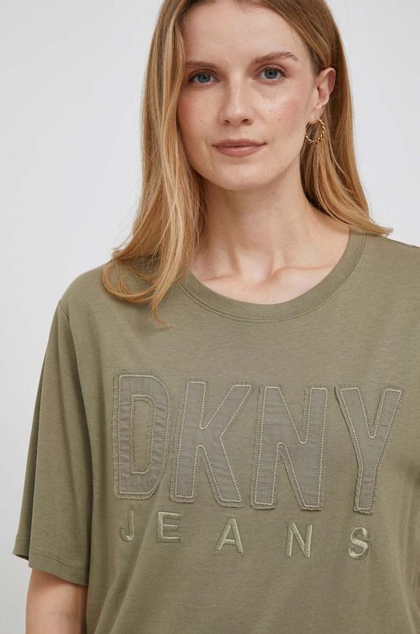 DKNY Kratka majica Dkny ženski, zelena barva