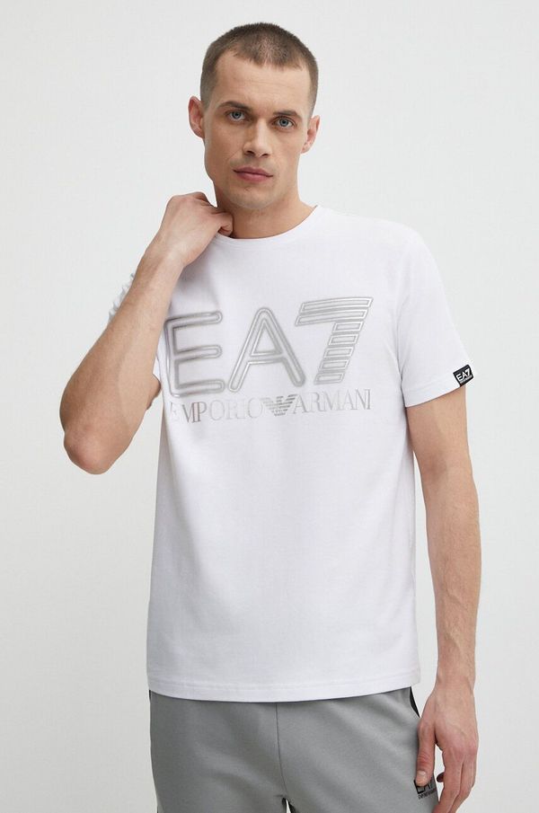 EA7 Emporio Armani Kratka majica EA7 Emporio Armani moški, bela barva