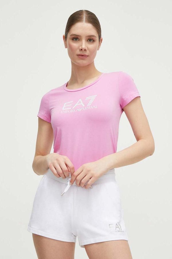 EA7 Emporio Armani Kratka majica EA7 Emporio Armani ženski, roza barva