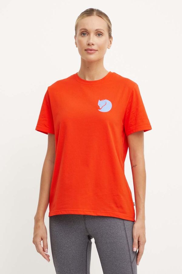 Fjallraven Kratka majica Fjallraven Fox Boxy Logo ženska, oranžna barva, F87153