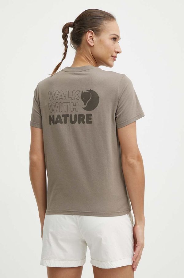 Fjallraven Kratka majica Fjallraven Walk With Nature ženska, rjava barva, F14600171