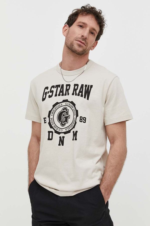 G-Star Raw Kratka majica G-Star Raw moški, bež barva