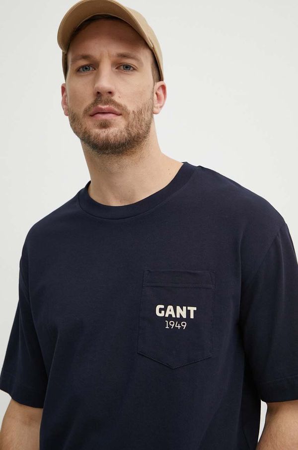 Gant Kratka majica Gant moški, mornarsko modra barva