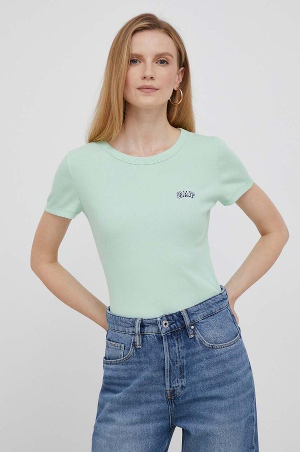 Gap Kratka majica GAP ženski, zelena barva