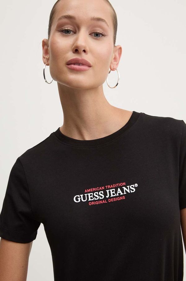 Guess Jeans Kratka majica Guess Jeans ženska, črna barva, W4YI03 J1314