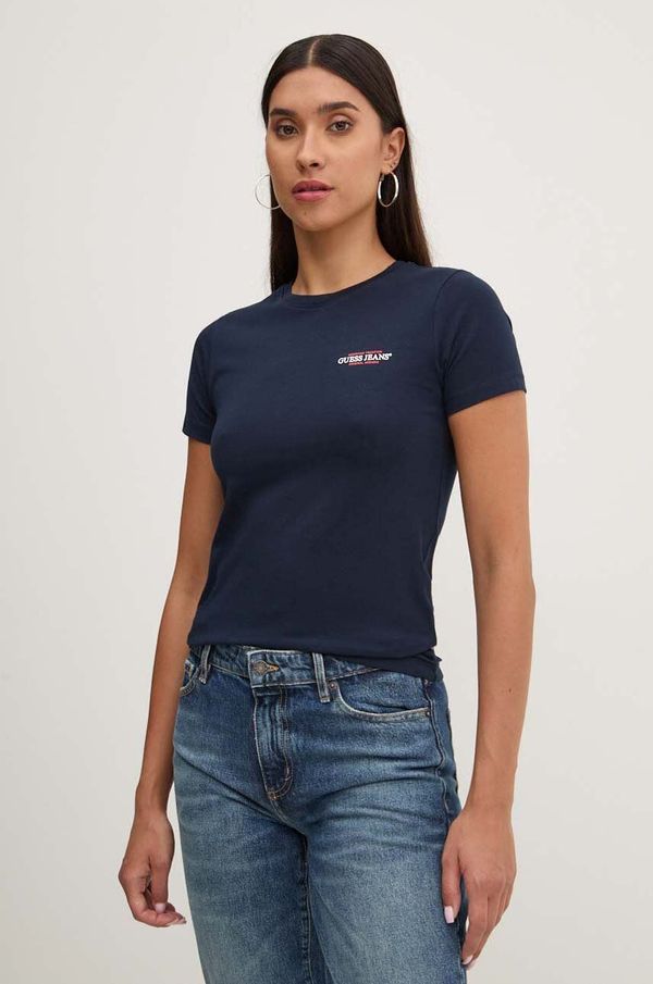 Guess Jeans Kratka majica Guess Jeans ženska, mornarsko modra barva, W4YI02 J1314